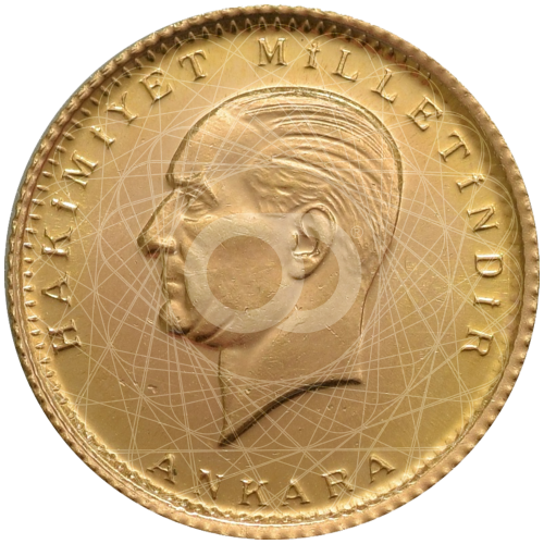 50 Piastre Kurush Oro Turchia Mustafa Kemal Atatürk 1923