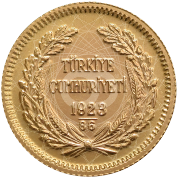 50 Piastre Kurush Oro Turchia Mustafa Kemal Atatürk 1923