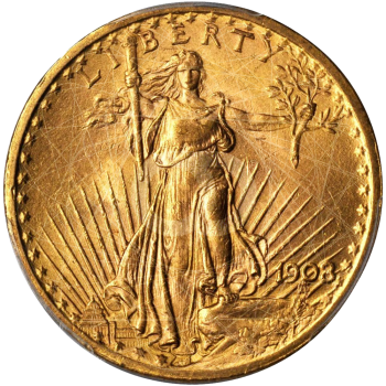 20 Dollari St-Gaudens Doppia Aquila 1907 1908 No Motto